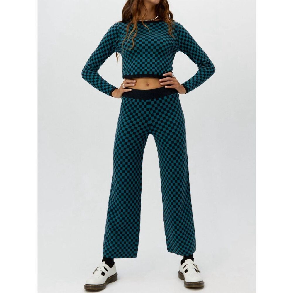 Daydreamer Check High-Rise Pants‎ Green/Black Size Small